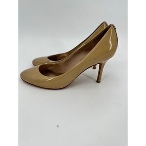 Coach Patent Leather Pointed Stiletto Heel Pumps Dress Shoes Beige